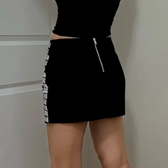 Sequin Mini Skirt in Black and Silver - Picture 7 of 10